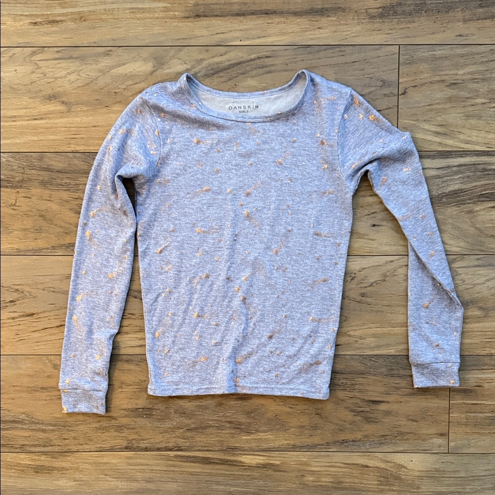 Danskin Heather Gray Girls Top with Subtle Orange Details